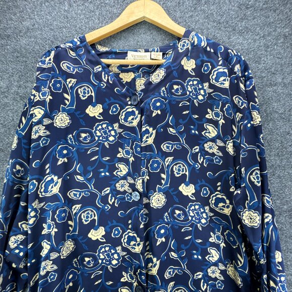Vintage Victorias Secret Gold Label Silk Sleepshirt Womens Small Blue Floral 90s - Picture 2 of 15